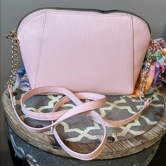 Betsey Johnson XO Anaya Crossbody with Scarf and Chain Strap Light Pink - Picture 3 of 8